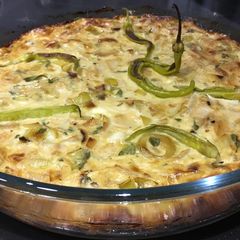 Crustless Leek Quiche with blue cheese and chillies A picture of Crustless Leek Quiche with blue cheese and chillies.