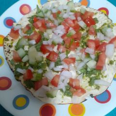 A picture of Zero Oil Roasted Papad With Toppings --- An Appetizer For Parties & Sunday Fun & Frolic Evenings.