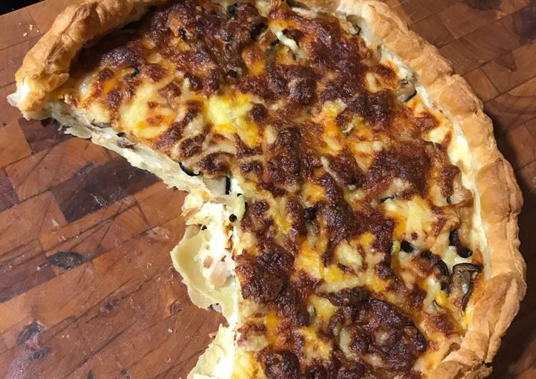 Quiché de pollo y setas shitake