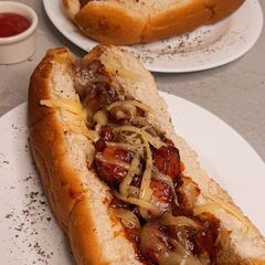 A picture of Hot dog with Cheese.