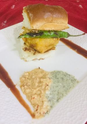 A picture of Batata Vada Pav.