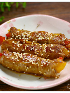 甜椒照燒肉捲 的食譜成品照片