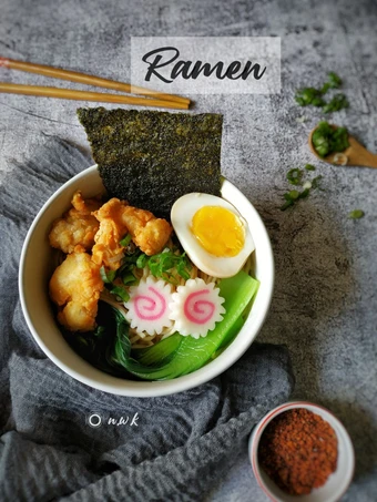 Cara Gampang Membikin Resep Ramen with topping chicken karage yang Enak Banget Anti Ribet, Lezat