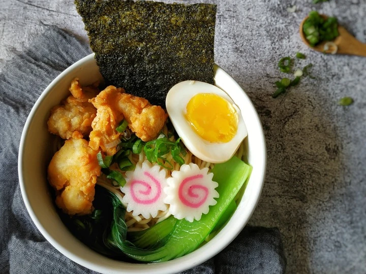Cara Gampang Membikin Resep Ramen with topping chicken karage yang Enak Banget Anti Ribet, Lezat