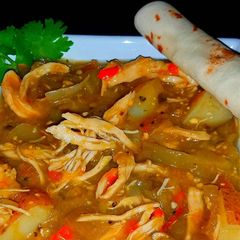 A picture of Mike's Spicy Green Chile Chicken Stew.