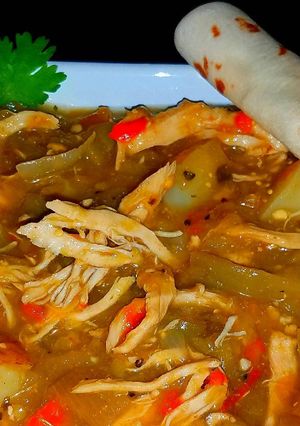 A picture of Mike's Spicy Green Chile Chicken Stew.