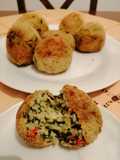 Croquetas de arroz, espinaca y queso magro