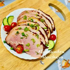 A picture of Pork in cranberry glaze.
