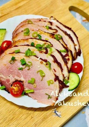 A picture of Pork in cranberry glaze.
