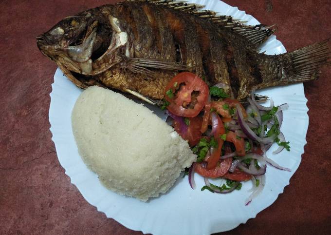 Fried fish with kachumbari