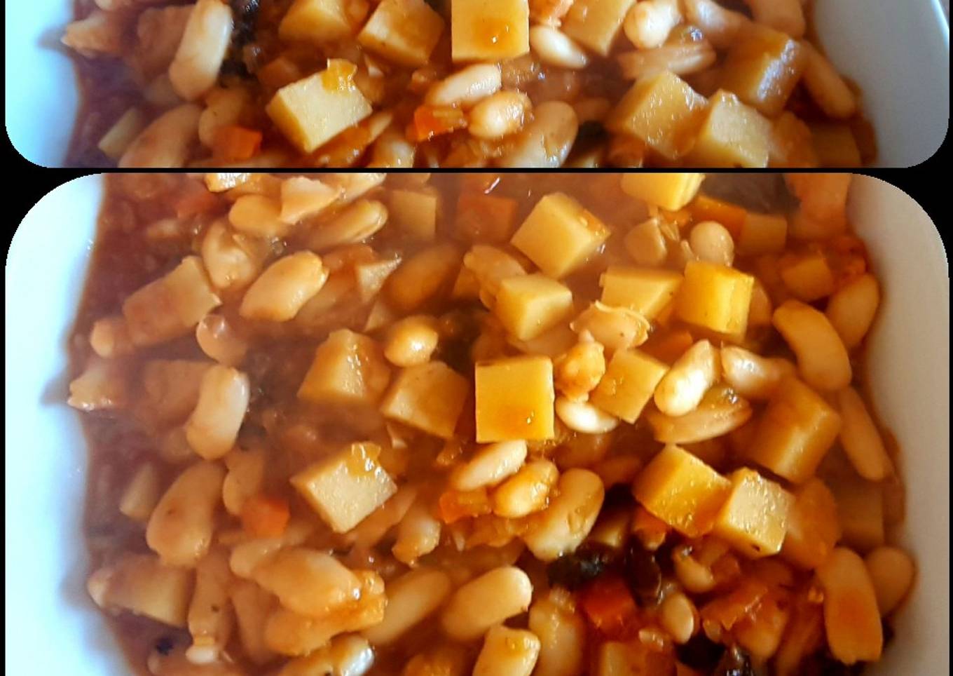 Guiso de porotos y hongos shiitake. #másconmenos