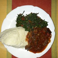 A picture of Wet Fried liver liver with kales.
