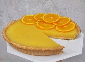 Una foto de Orange pie vegano sin azúcar, apto para diabéticos