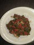 White rice with spinach sauce