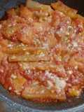 Trombetta Squash with Tomato and Potatoes