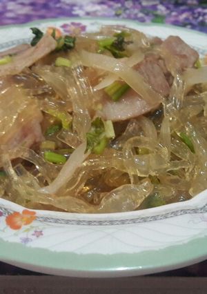 รูปของ เส้นแก้วผัดหมูสามชั้นคีโต#ทำขายรวย
