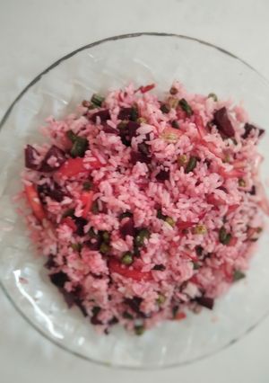 A picture of Pink Vegetable. Rice.