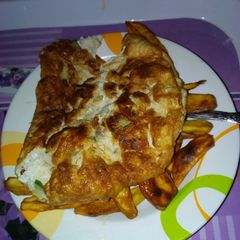 A picture of Fried Egg & sweet pototo.
