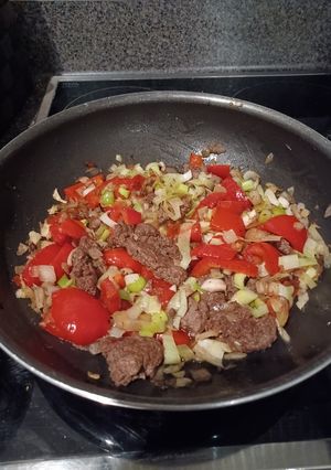 A picture of Beef Casserole with veges (leeks,cabbage,celery tomato,capsicum).
