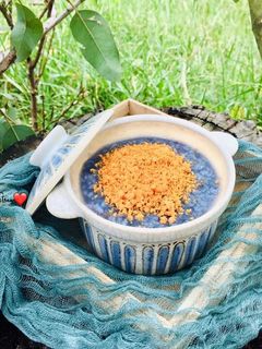 Hình của món Cháo Tôm Hoa Đậu Biếc.