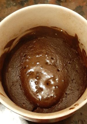 Una foto de Volcán de chocolate en taza