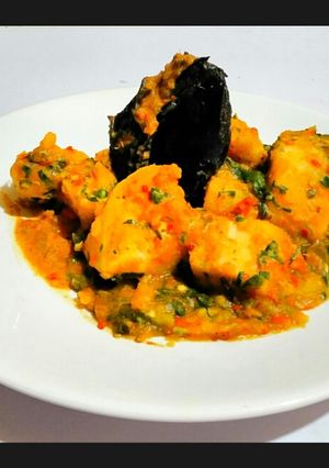 A picture of Rep My State Challenge. Porridge Yam with Flavoured Smoked Fis.