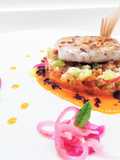 Red Snapper with Panzanella, Red Snapper Sashimi Meatballs, and Acqua Pazza