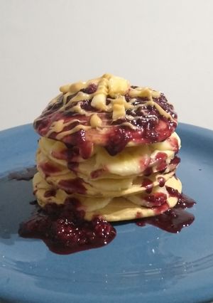Una foto de Pancakes de avena y garbanzos