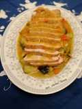 Lomo de cerdo guisado con verduras