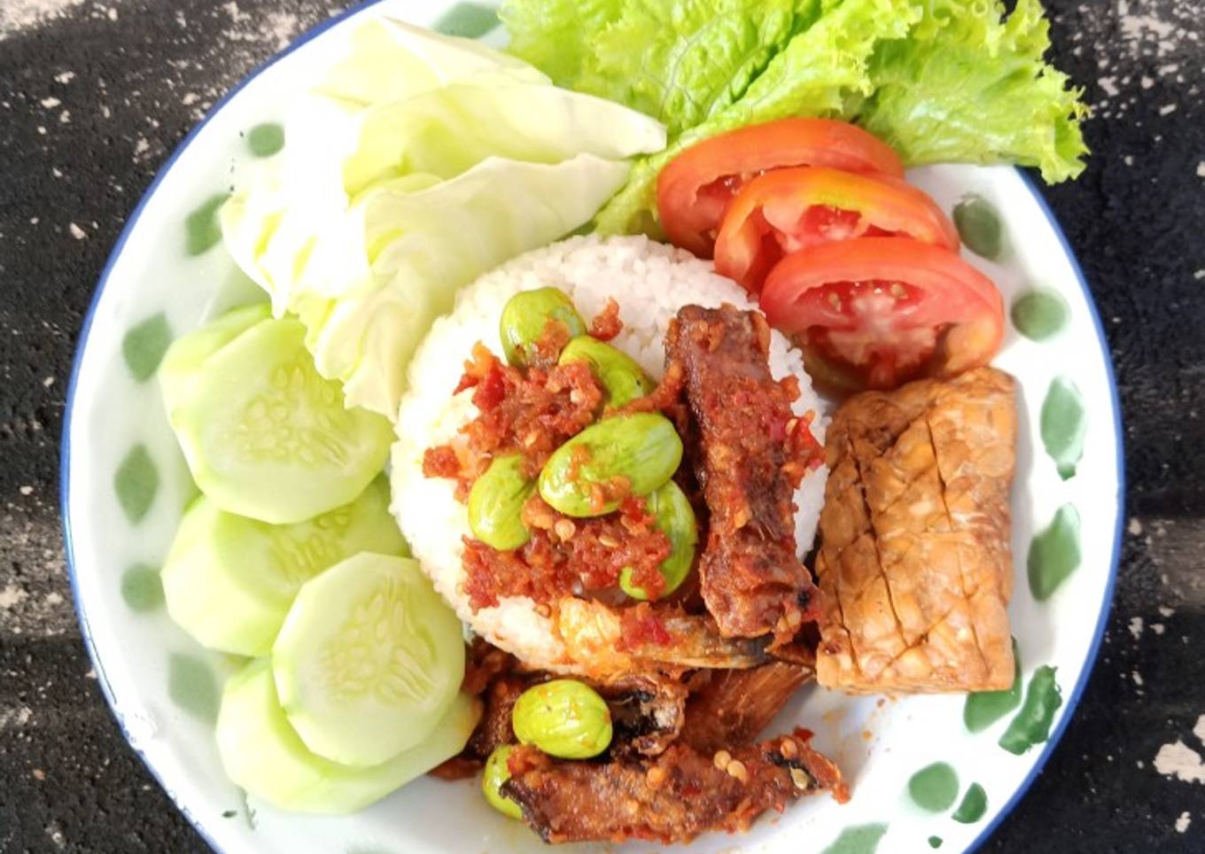 Nasi Sambal Pete Ikan Asin