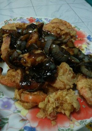 Foto resep Udang gortep saus lada hitam