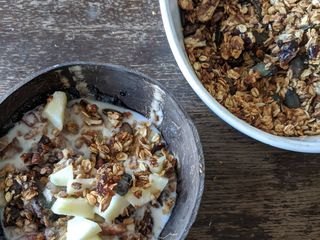 Homemade granola with orange + cinnamon