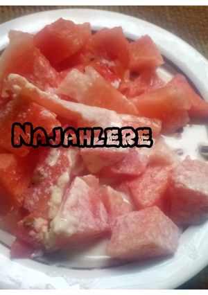 A picture of Watermelon and milk.