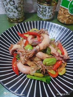Foto resep Tumis cumi asin pete
