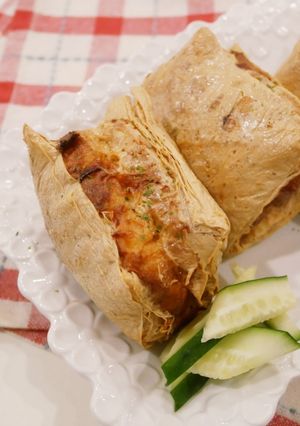 氣炸鍋「豆皮蝦滑堡」兩種材料簡單做。 的食譜成品照片