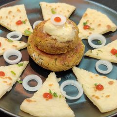 A picture of Falafel hummus pita bread.