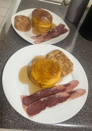 Una foto de Pancake de calabaza Desayuno en casita