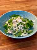 Orzo pasta with spinach, Broad beans and feta