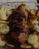 Peceto relleno con papas al horno