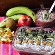 Blueberries Banana Chia Oats and Dates Smoothie Bowl