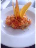 Cayeye con camarones en leche de coco