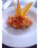 Cayeye con camarones en leche de coco