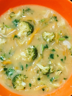 A picture of Cream of broccoli soup.