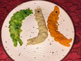 Tri color shrimp shape pitha