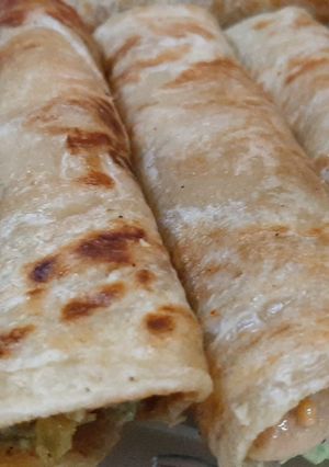 A picture of Chicken paratha rolls.