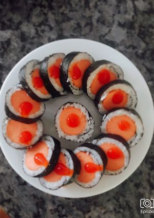 Hình của món Kimbap xúc xích.