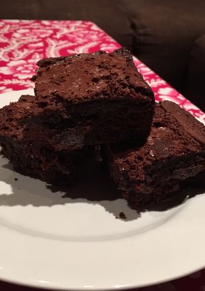 A picture of Mega-chocolatey cherry and Amaretto brownies.