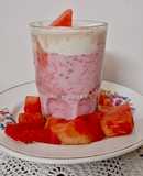 Watermelon & Strawberry Falooda with Ice cream