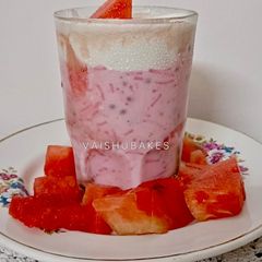Watermelon & Strawberry Falooda with Ice cream A picture of Watermelon & Strawberry Falooda with Ice cream.
