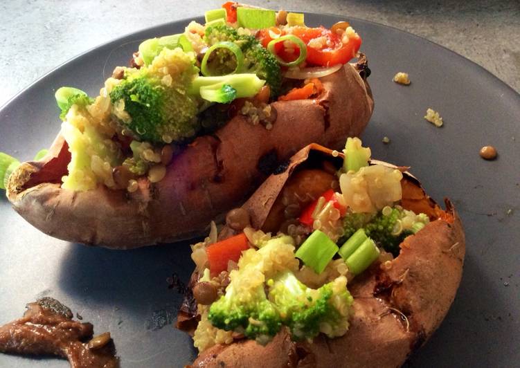 Wednesday Fresh Quinoa &amp; Red Lentil Stuffed Sweet Potatoes